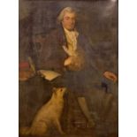 EARLY 19TH CENTURY PROVINCIAL ENGLISH SCHOOL oil on canvas - portrait of a gentleman and dog