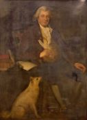 EARLY 19TH CENTURY PROVINCIAL ENGLISH SCHOOL oil on canvas - portrait of a gentleman and dog