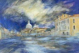 ‡ RONALD LOWE (1932-1985) mixed media - Venetian canal scene, entitled verso 'Villa Cavalli