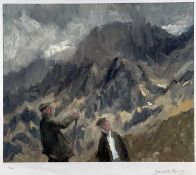 ‡ GARETH PARRY limited edition (9/150) print - two farmers in conversation on mountainside, signed