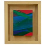 ‡ ELFYN LEWIS oil on canvas - abstract, entitled verso 'Dol Fair', 20 x 14cmsComments: framed and