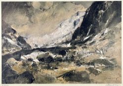 ‡ WILLIAM SELWYN (Welsh, b. 1933) limited edition (47/500) coloured print - Snowdonia valley, signed