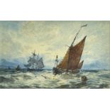 ROBERT MALCOLM LLOYD watercolour, sailing ships on choppy water, signed and indisctinctly dated,