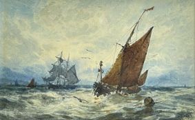 ROBERT MALCOLM LLOYD watercolour, sailing ships on choppy water, signed and indisctinctly dated,