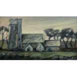 ‡ OLIVE KNIGHT (Contemporary) oil on board - entitled verso 'North Wales Church', signed, 18 x