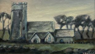 ‡ OLIVE KNIGHT (Contemporary) oil on board - entitled verso 'North Wales Church', signed, 18 x