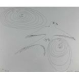 ‡ BRENDA CHAMBERLAIN ink on paper on card - entitled verso on Martin Tinney Gallery label 'Dove',