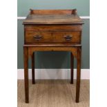 19TH CENTURY ELM & OAK CLERK'S DESK, three quarter gallery above angled fall with rest, fitted