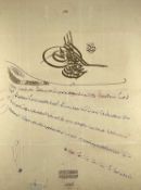 OTTOMAN FIRMAN (SECRETARIAL DOCUMENT), 5 lines of Ottoman-Turkish script alternating red and
