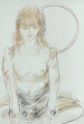 ‡ ANDREW VICARI (Welsh, b.1932) pencil - semi-nude female, signed and dated 2005, dedicated and