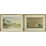 TWO WATERCOLOURS, Gower scenes of Overton (38 x 58cms) and Great Tor (36 x 55cms), both unsigned,