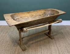 CONTINENTAL SOFTWOOD DOUGHBIN ON STAND, possibly Hungarian, bin of oval dugout form, supported on