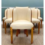 ATTRIBUTED TO H & L EPSTEIN: SET OF SIX SATIN MAPLE 'CLOUD' DINING CHAIRS, later upholstered in