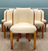 ATTRIBUTED TO H & L EPSTEIN: SET OF SIX SATIN MAPLE 'CLOUD' DINING CHAIRS, later upholstered in