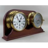 SEWILLS MODERN WEATHER STATION, comprising a bulkhead mount style clock and barometer (with