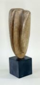 PETER HAYES (British, b. 1946) stylised stoneware head on a black granite plinth, 23cms high