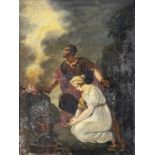 19TH CENTURY CENTURY CONTINENTAL SCHOOL oil on canvas - old testament scene of standing male and