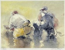 ‡ WILLIAM SELWYN (Welsh, b. 1933) limited edition (103/500) coloured print - farmers shearing,