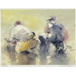 ‡ WILLIAM SELWYN (Welsh, b. 1933) limited edition (103/500) coloured print - farmers shearing,