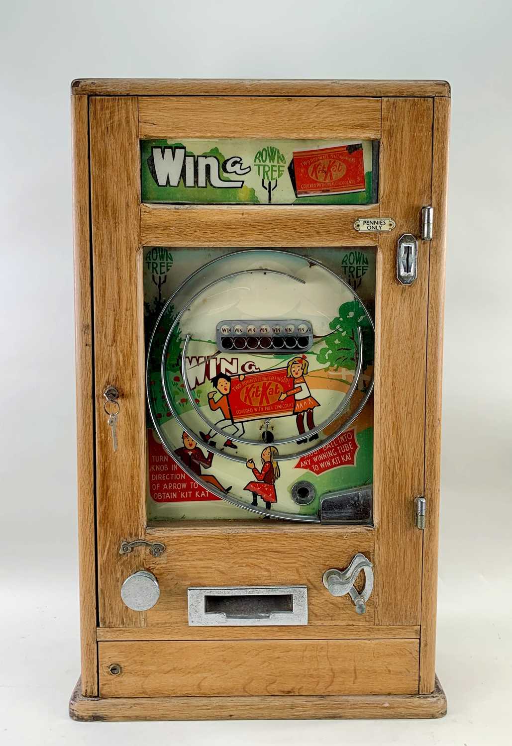 OLIVER WHALES ALLWIN PENNY SLOT PINBALL MACHINE, 'Win a Rowntree Kitkat ...