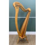 MODERN AOYAMA 'CELTIC' HARP, 34-string non pedal harp, retailed by Clive Morley Harps Ltd, 145cm h x