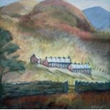 ‡ OLIVE KNIGHT (Contemporary) oil on board - entitled 'Hillside Cottages', signed, 29 x