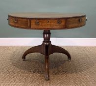 GEORGE III MAHOGANY CROSSBANDED DRUM TOP TABLE, fitted with 7 drawers, one as a stationery drawer,