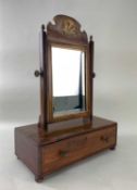 MAHOGANY DRESSING TABLE MIRROR, fitted with Queen Anne-style walnut and parcel gilt mirror, to an