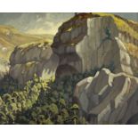 NILS SEVERIN ANDERSEN (South African, 1897-1972) oil on card - 'Foothills of the Drakensberg',