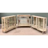 RETRO ITALIAN STYLE CHINA CABINETS (3) - 103cms H, 103cms W, 33cms D - 98cms H, 118cms W, 35cms D