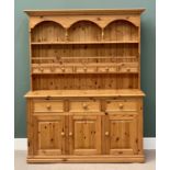 PINE DRESSER - fine reproduction example with spice drawers and two shelf rack over a base section