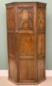 OAK HALL ROBE - single door with canted sides, Gothic style design, 183cms H, 92cms W, 40cms D