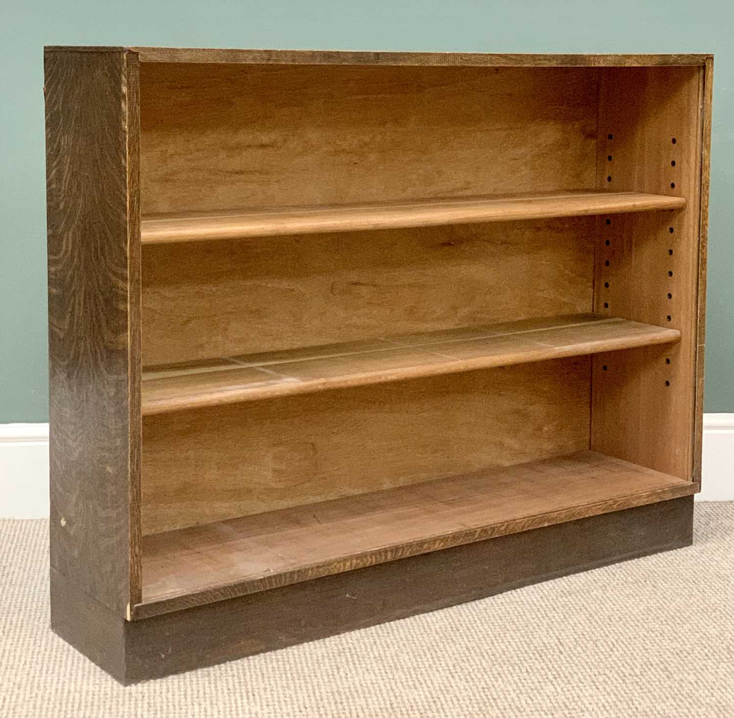 OFFERED WITH LOT 28 - BOOKCASES x 3 - a modern oak set with adjustable shelves, 84cms H, 107cms W, - Image 4 of 4