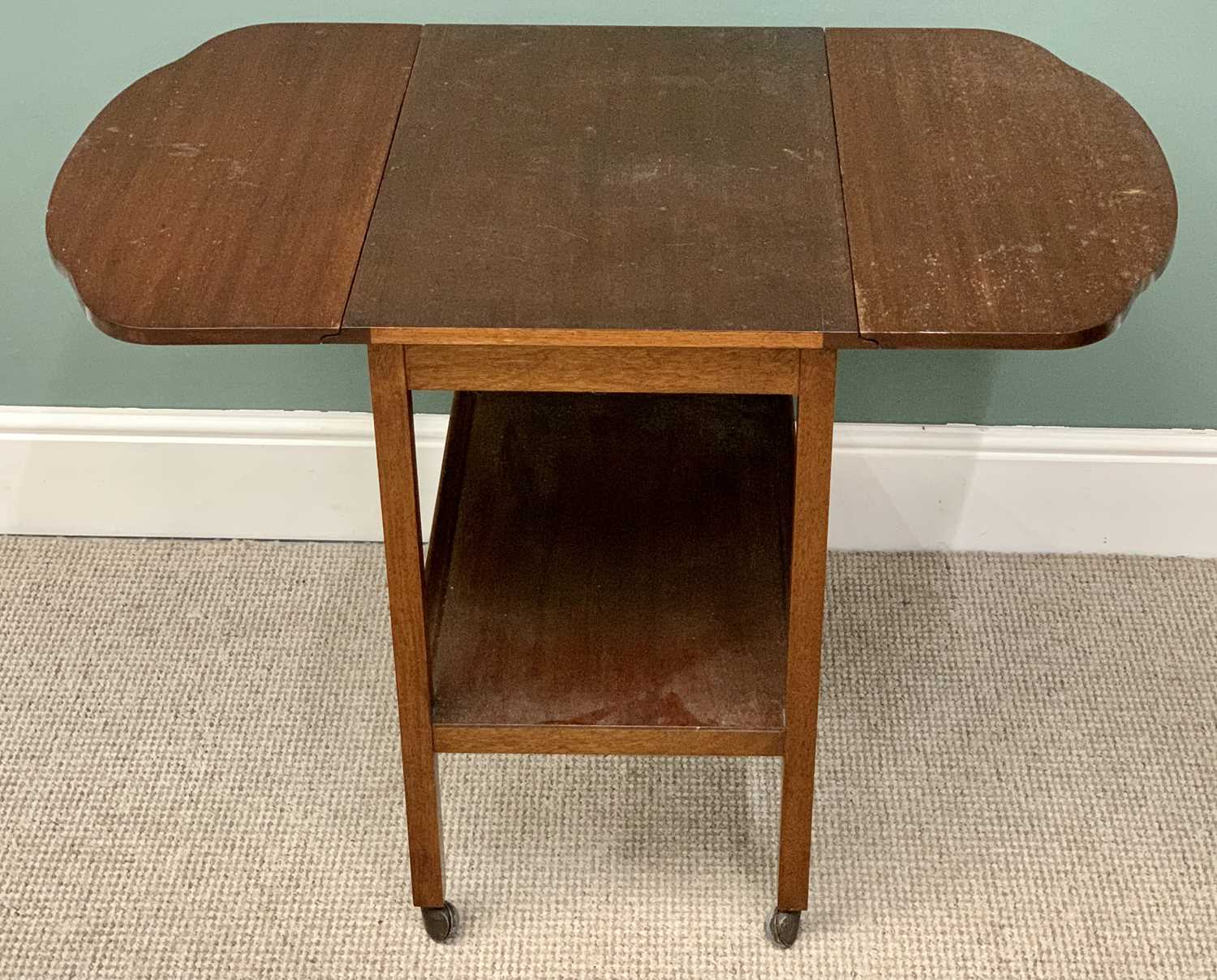 VINTAGE POLISHED FURNITURE (3) - to include two twin flap tea trollies and a barley twist gate leg - Image 2 of 4