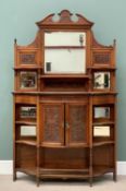 EDWARDIAN MAHOGANY MIRRORBACK SIDE CABINET - with multiple mirrors, base shelves and central