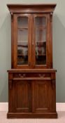 CWPWRDD GWYDIR - mahogany bookcase cupboard, the upper section having two glazed doors over a base