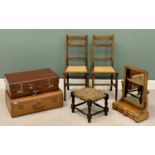 VINTAGE FURNITURE ASSORTMENT - to include a pair of cane seated chairs, string topped stool,