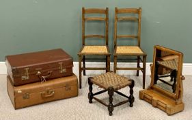 VINTAGE FURNITURE ASSORTMENT - to include a pair of cane seated chairs, string topped stool,