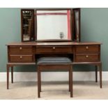 STAG MINSTREL DRESSING TABLE - with triple mirror, five drawers, 127cms H, 153cms W, 46cms D and a