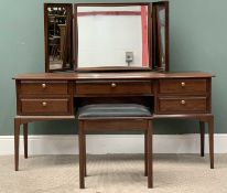 STAG MINSTREL DRESSING TABLE - with triple mirror, five drawers, 127cms H, 153cms W, 46cms D and a