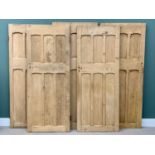 PARCEL OF DOORS (5) - vintage stripped pine, all similar with six narrow panels, 206cms H, 86cms