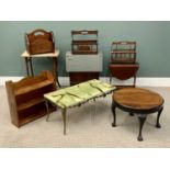 FURNITURE ASSORTMENT (9) - to include three magazine racks, faux onyx coffee table, bamboo