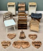 FURNITURE ASSORTMENT - to include rustic wall hanging shelves, a pair of loom type bedside cabinets,