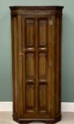 OAK HALL ROBE - polished single door with six linenfold panels, labelled "Stanley Wood of Olney,