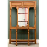 CIRCA 1900 MEDIUM OAK HALLSTAND - fine example with central mirror over a single drawer, base shelf,