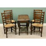 ANTIQUE OAK BARLEY TWIST GATE LEG TABLE - with carved detail, 72cms H, 141cms W, 104cms D (open) and