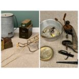VINTAGE ITEMS - to include sledge, galvanized Burco type boiler, vintage filing drawers, pillar
