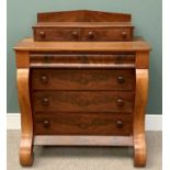 VICTORIAN MAHOGANY CHEST OF DRAWERS - scrolled columns to the sides, two small box drawers to the