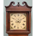 CIRCA 1830 OAK LONGCASE CLOCK - having a square painted dial by Davies, Harlech set with Roman