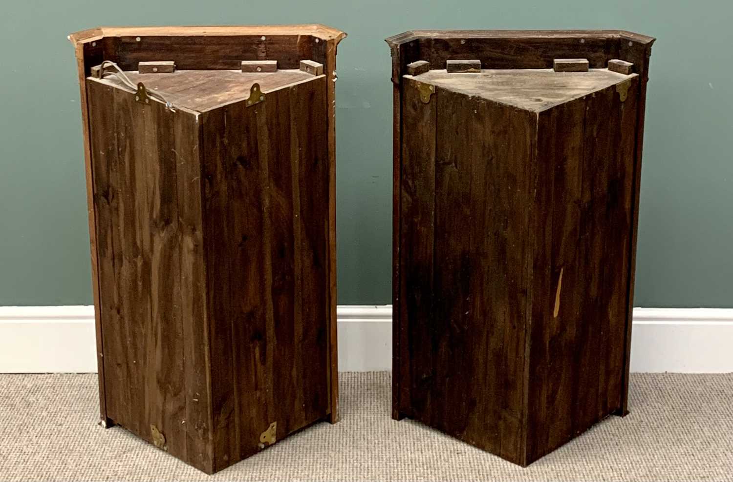 VINTAGE MAHOGANY WALL HANGING CABINETS - two similar with astragal leaded glass single doors, - Image 3 of 3